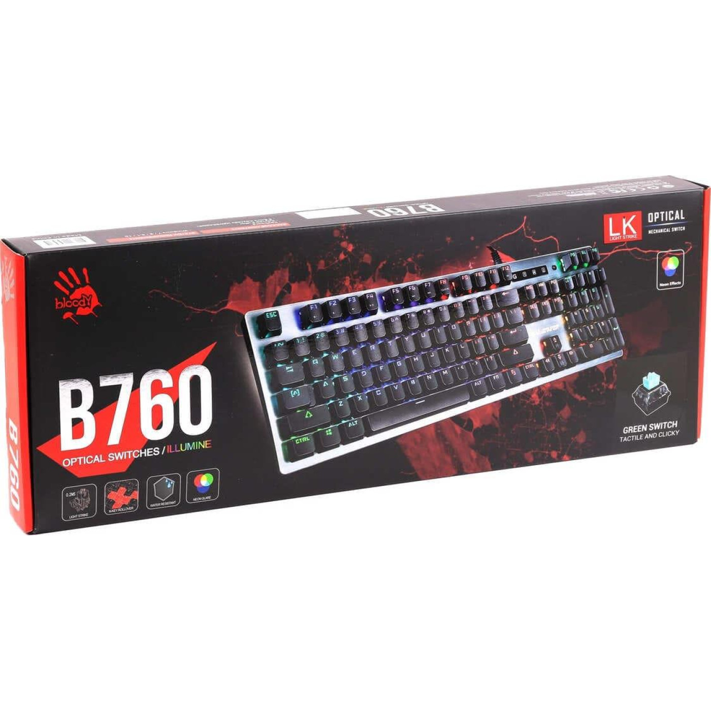 Клавиатура Bloody A4Tech B760 Green Switch RGB USB Grey (B760 (Grey) Green Sw)