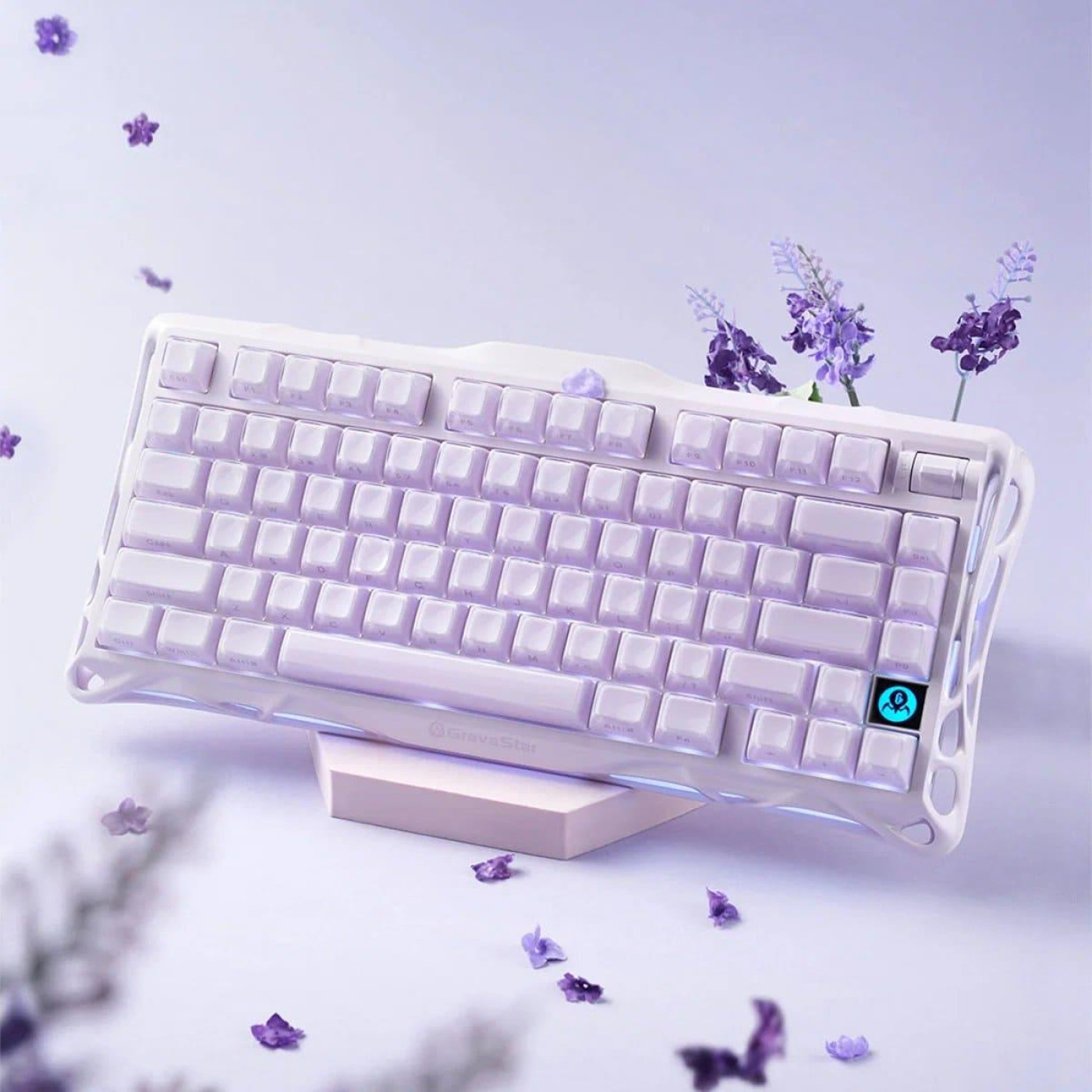 Клавиатура GravaStar Mercury K1 80keys Kailh Cheery Pink EN/UKR BT/WL/USB Lavender Purple (GSK1_PL)