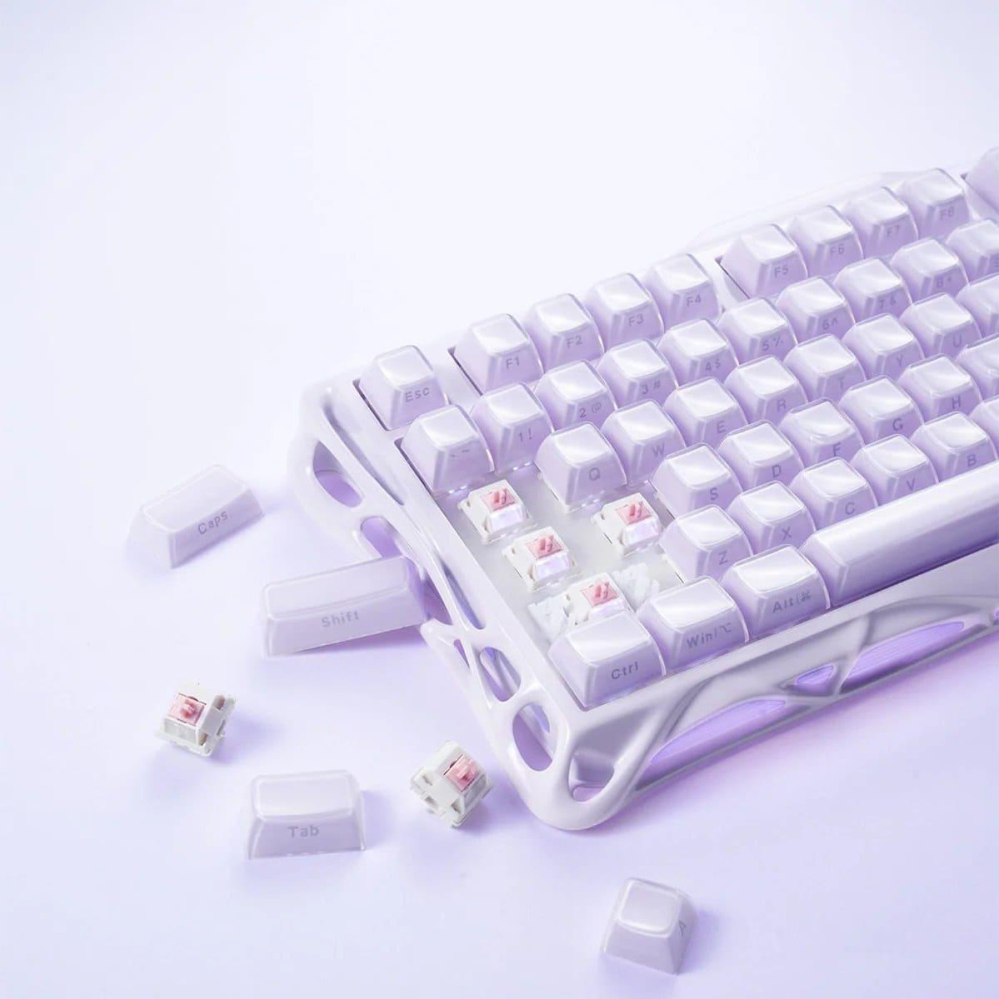 Клавиатура GravaStar Mercury K1 80keys Kailh Cheery Pink EN/UKR BT/WL/USB Lavender Purple (GSK1_PL)