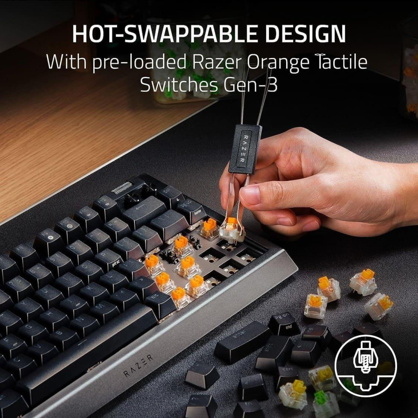 Клавіатура Razer BlackWidow V4 75% Mechanical Orange Switch USB White (RZ03-05001700-R3M1)