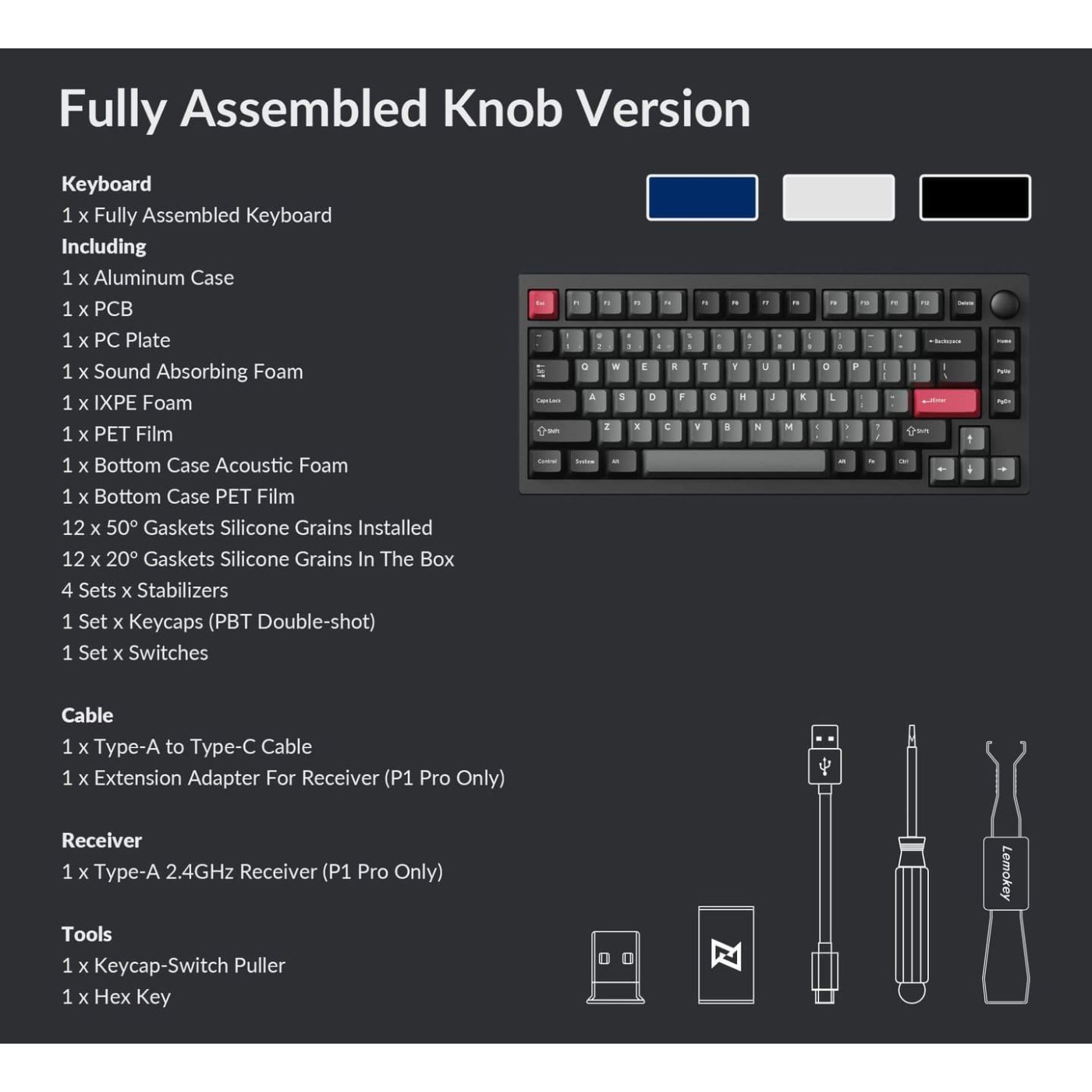 Клавиатура Lemokey P1 Pro Keychron Super Banana Wireless EN/UKR RGB Space Silver (P1P-X4-UA)