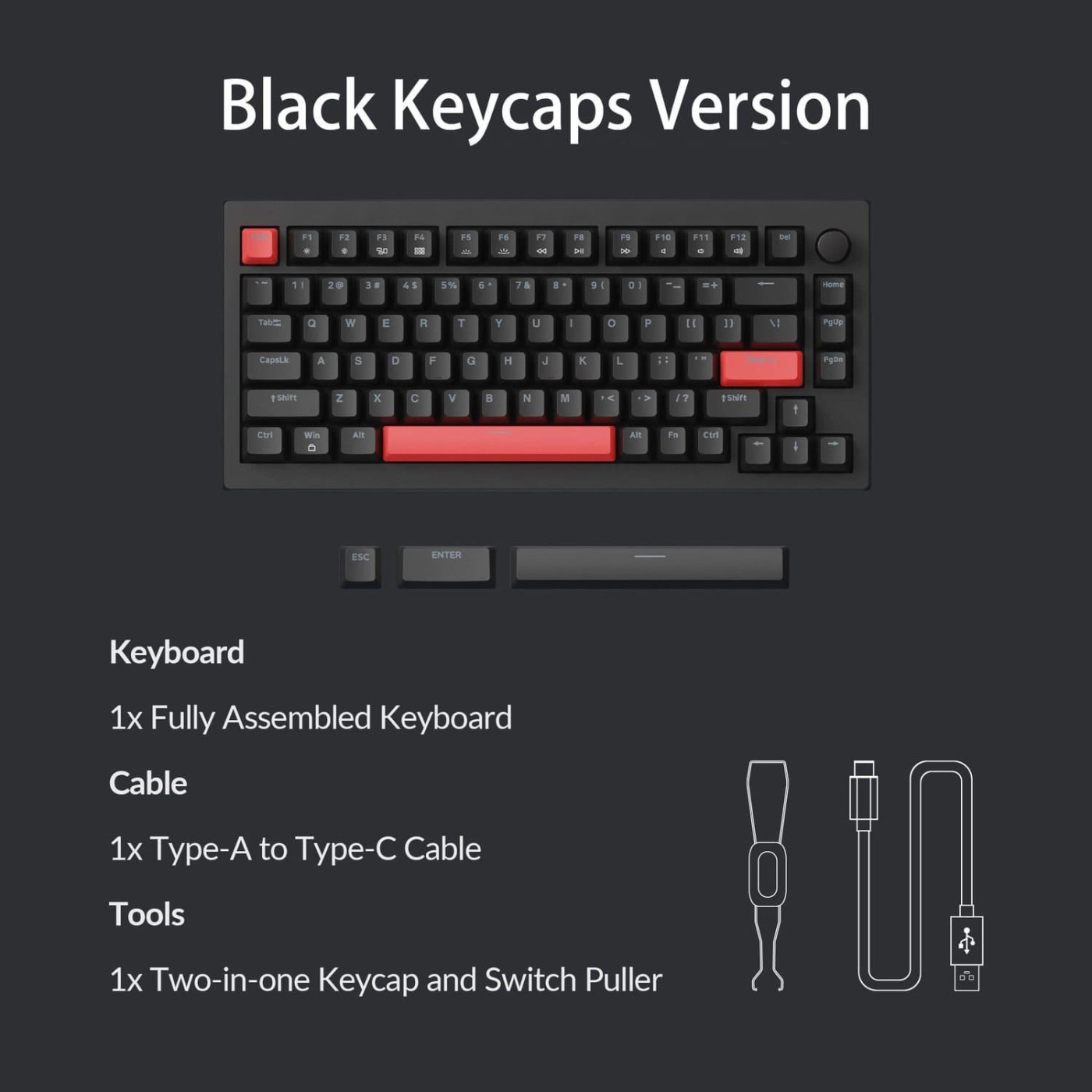 Клавиатура Lemokey X4 Keychron Brown EN/UKR Red LED Black (X4-A3-UA)