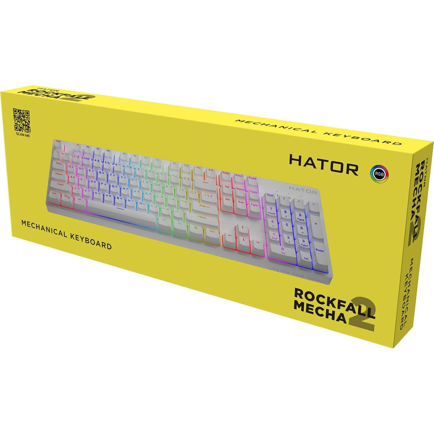 Клавіатура HATOR Rockfall 2 Mecha orange RGB USB White (HTK-711) U2