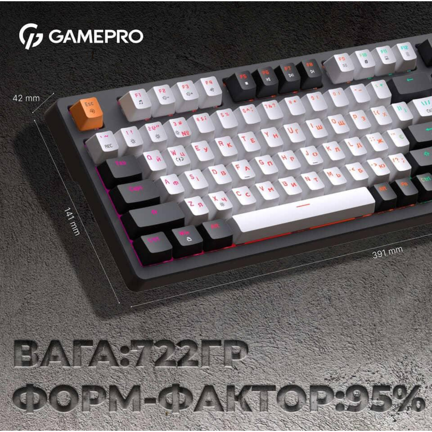 Клавиатура GamePro MK170B Outemu Red Hot-Swap RGB USB Black (MK170B) U1