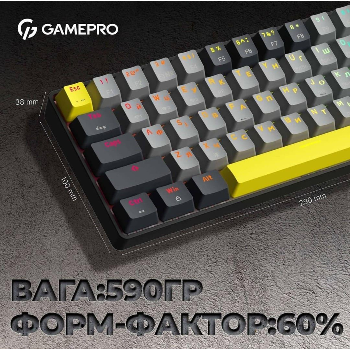 Клавіатура GamePro MK130G Pro Outemu Red Hot-Swap RGB Wireless Black (MK130G Pro) U1