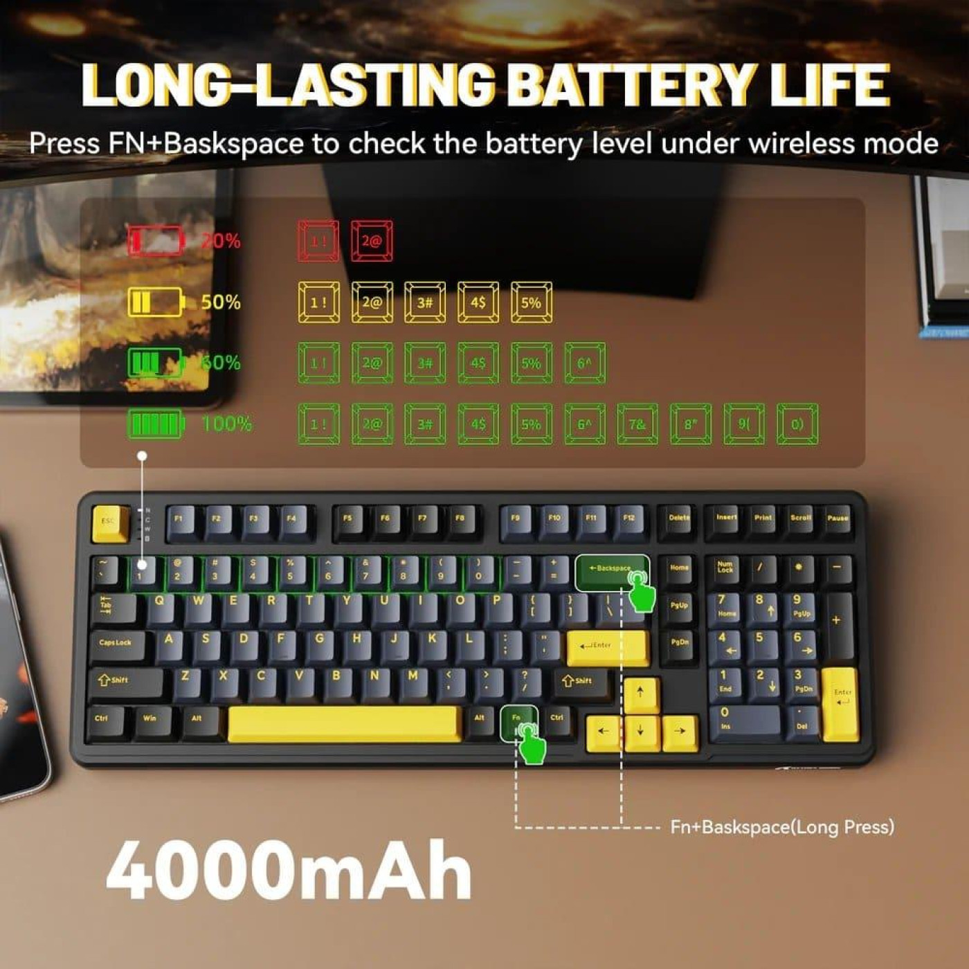 Клавиатура Attack Shark X98 RGB Linear Strawberry Switch Wireless (AS-6972792471976-SB-UA) Starry Black (G-000003603)