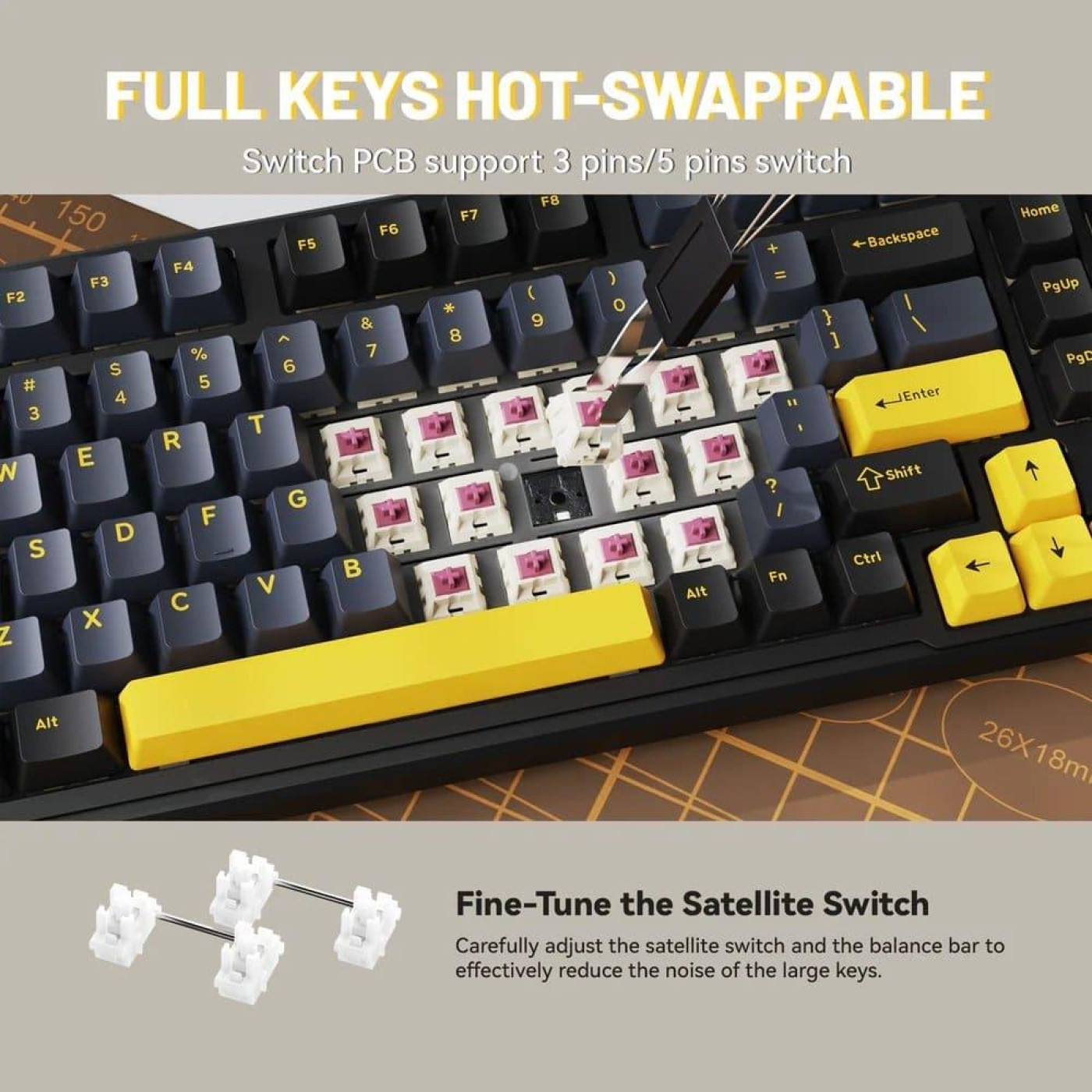 Клавиатура Attack Shark X98 RGB Linear Strawberry Switch Wireless (AS-6972792471976-SB-UA) Starry Black (G-000003603)