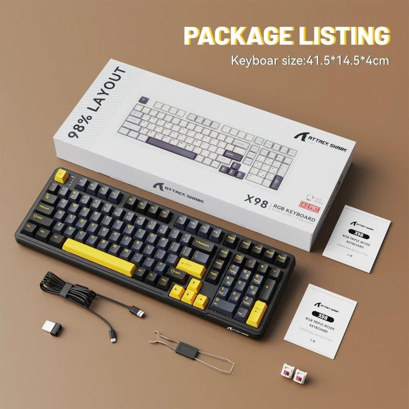 Клавиатура Attack Shark X98 RGB Linear Strawberry Switch Wireless (AS-6972792471976-SB-UA) Starry Black (G-000003603)