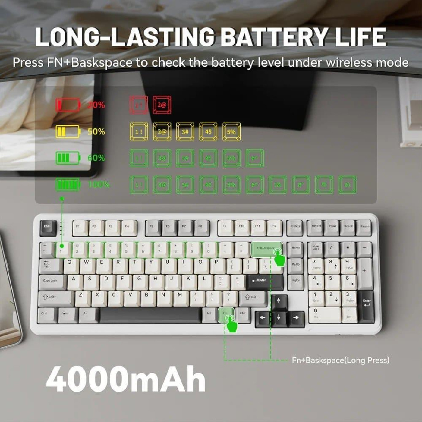 Клавиатура Attack Shark X98 RGB Linear Strawberry Switch Wireless (AS-6972792470603-CW-UA) White (G-000003588)