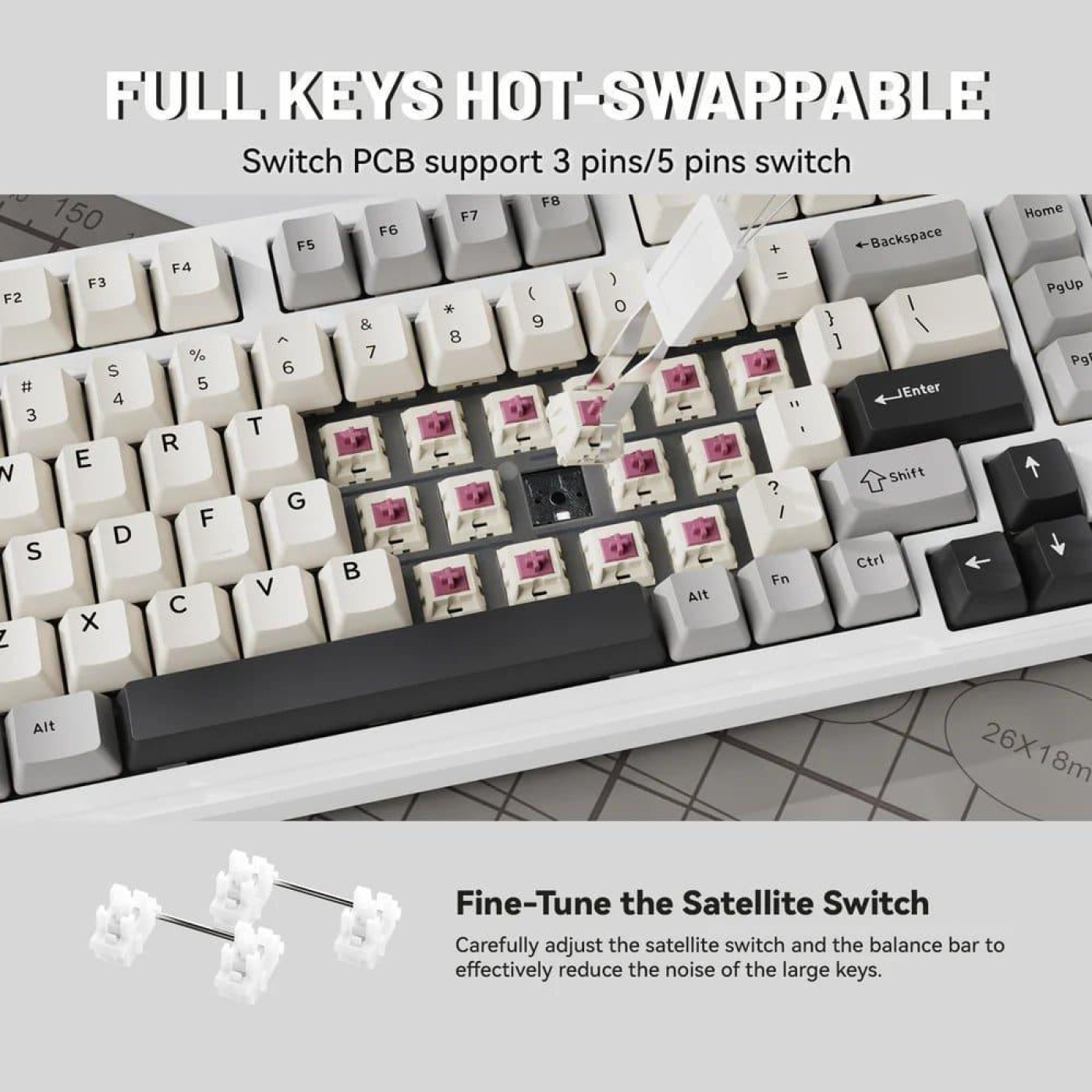 Клавиатура Attack Shark X98 RGB Linear Strawberry Switch Wireless (AS-6972792470603-CW-UA) White (G-000003588)