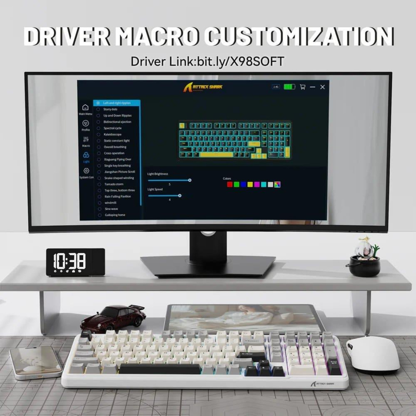Клавиатура Attack Shark X98 RGB Linear Strawberry Switch Wireless (AS-6972792470603-CW-UA) White (G-000003588)