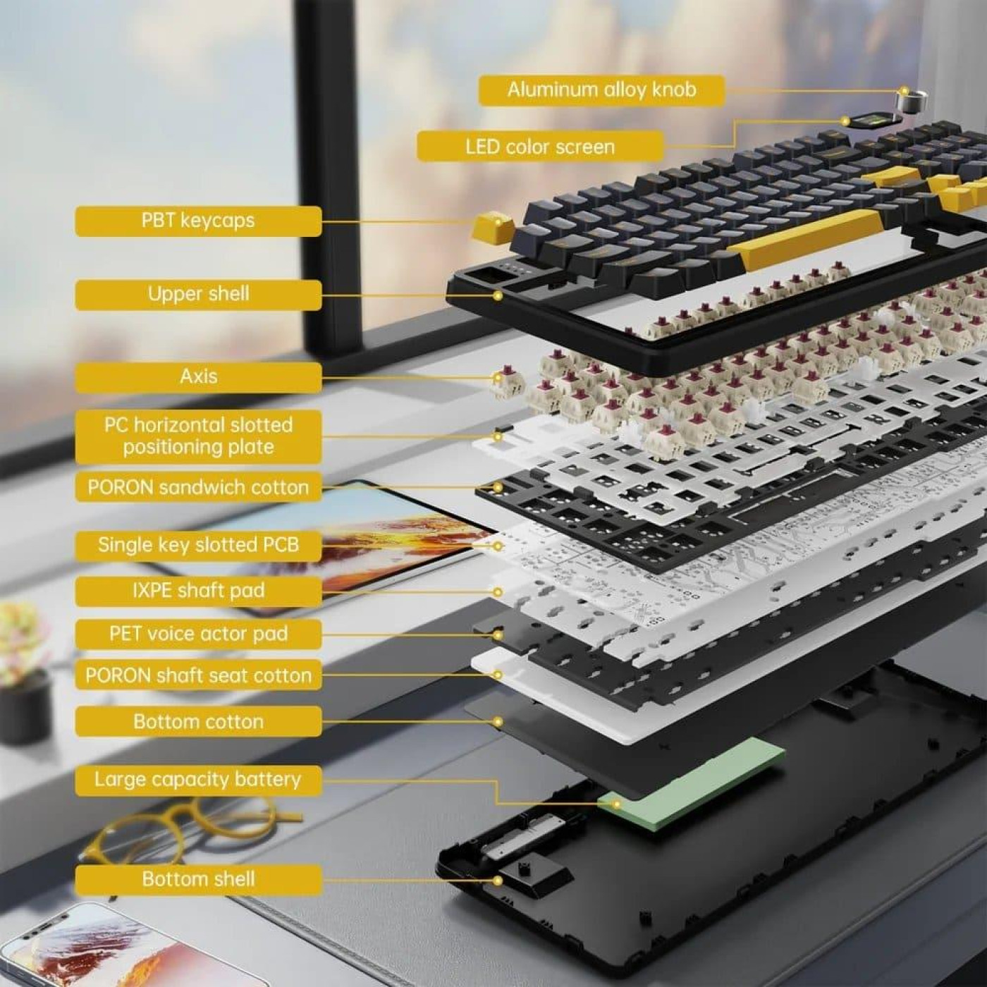 Клавиатура Attack Shark X98 Pro RGB Linear Blueberry Switch Wireless (AS-6972792470498-SB-UA) Star Black (G-000003602)