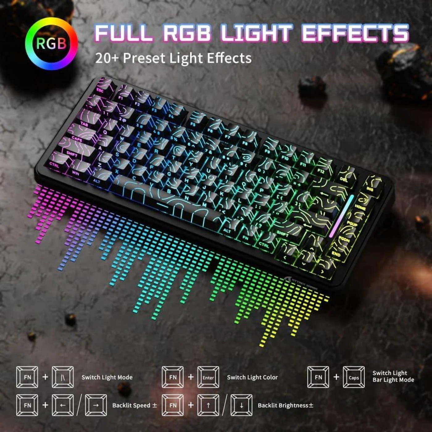 Клавіатура Attack Shark X82 Pro RGB HE Magnetic Switch Wireless (AS-6972792470696-BCL) Black Contour Line (G-000003606)