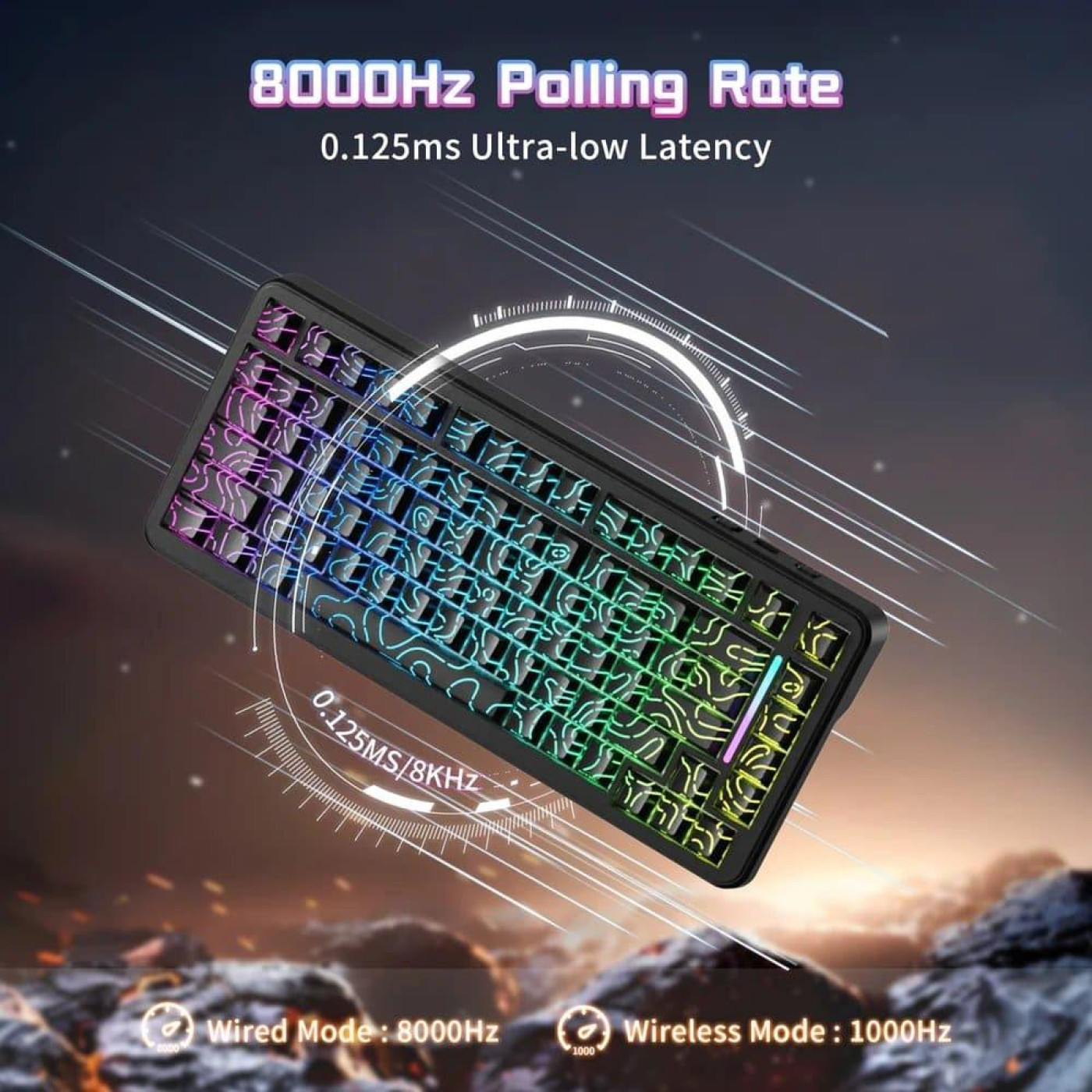 Клавіатура Attack Shark X82 Pro RGB HE Magnetic Switch Wireless (AS-6972792470696-BCL) Black Contour Line (G-000003606)