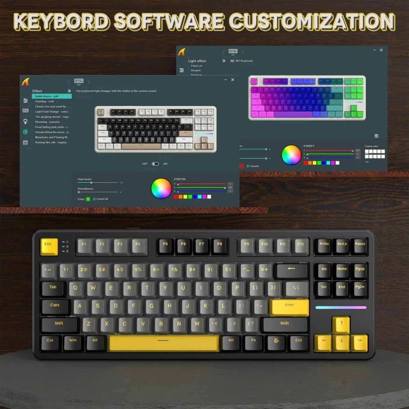 Клавиатура Attack Shark X87 RGB Linear Strawberry Switch Wireless (AS-6972792470429-SB) Star Black (G-000003585)