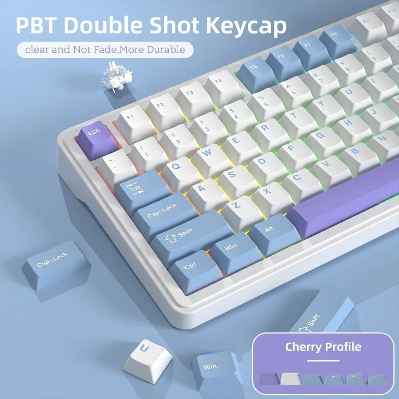 Клавиатура Attack Shark X85 RGB Linear White Jade Switch Wireless (AS-6972792470320-WP-UA) White/Purple (G-000003593)