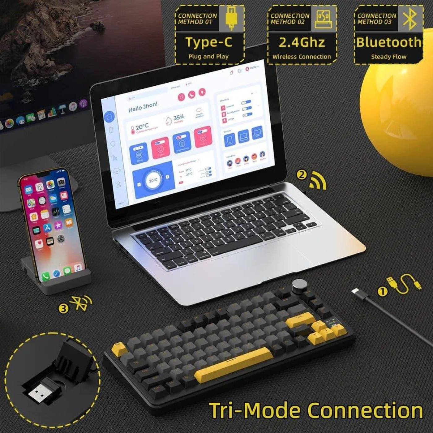Клавиатура Attack Shark X85 Pro RGB Linear Blueberry Switch Wireless (AS-6972792470368-SB-UA) Starry Black (G-000003591)