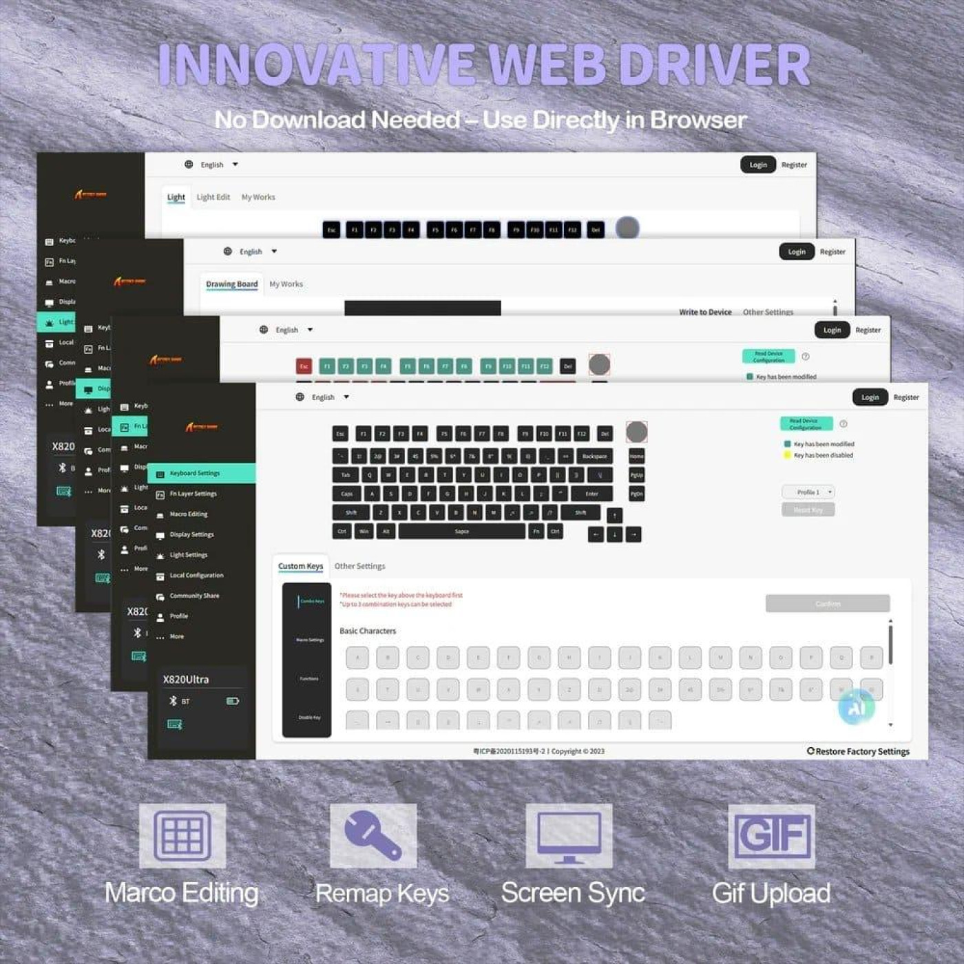 Клавиатура Attack Shark X820 Ultra RGB Linear Gift Switch Wireless (AS-6972792471273-L-UA) Lavender (G-000003584)