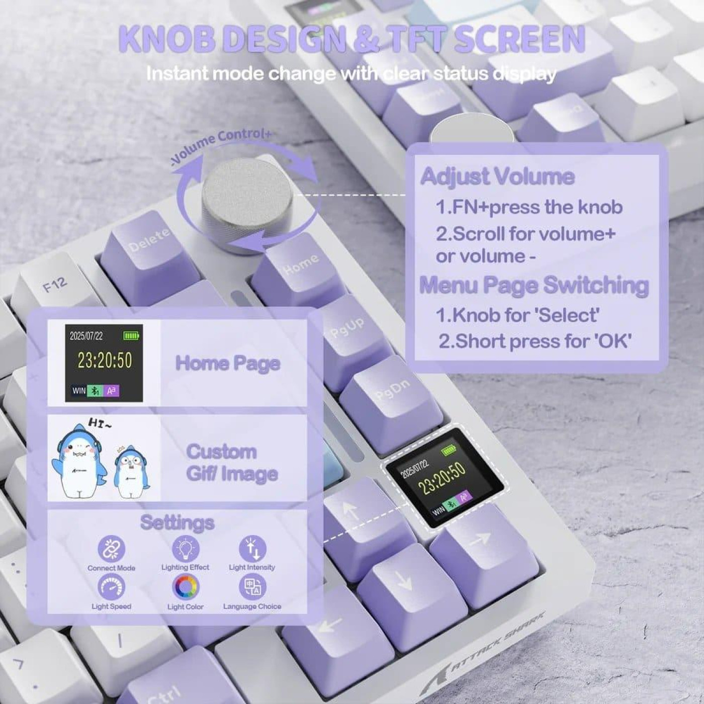 Клавиатура Attack Shark X820 Ultra RGB Linear Gift Switch Wireless (AS-6972792471273-L-UA) Lavender (G-000003584)