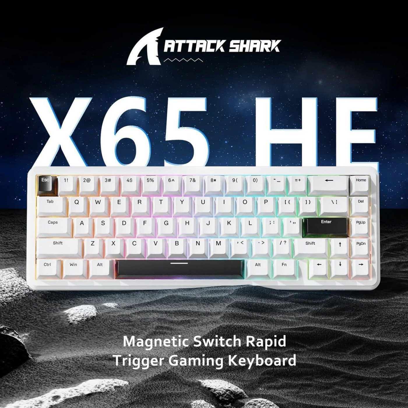 Клавиатура Attack Shark X65 RGB HE Magnetic Switch (AS-6972792470535-W-UA) White (G-000003597)