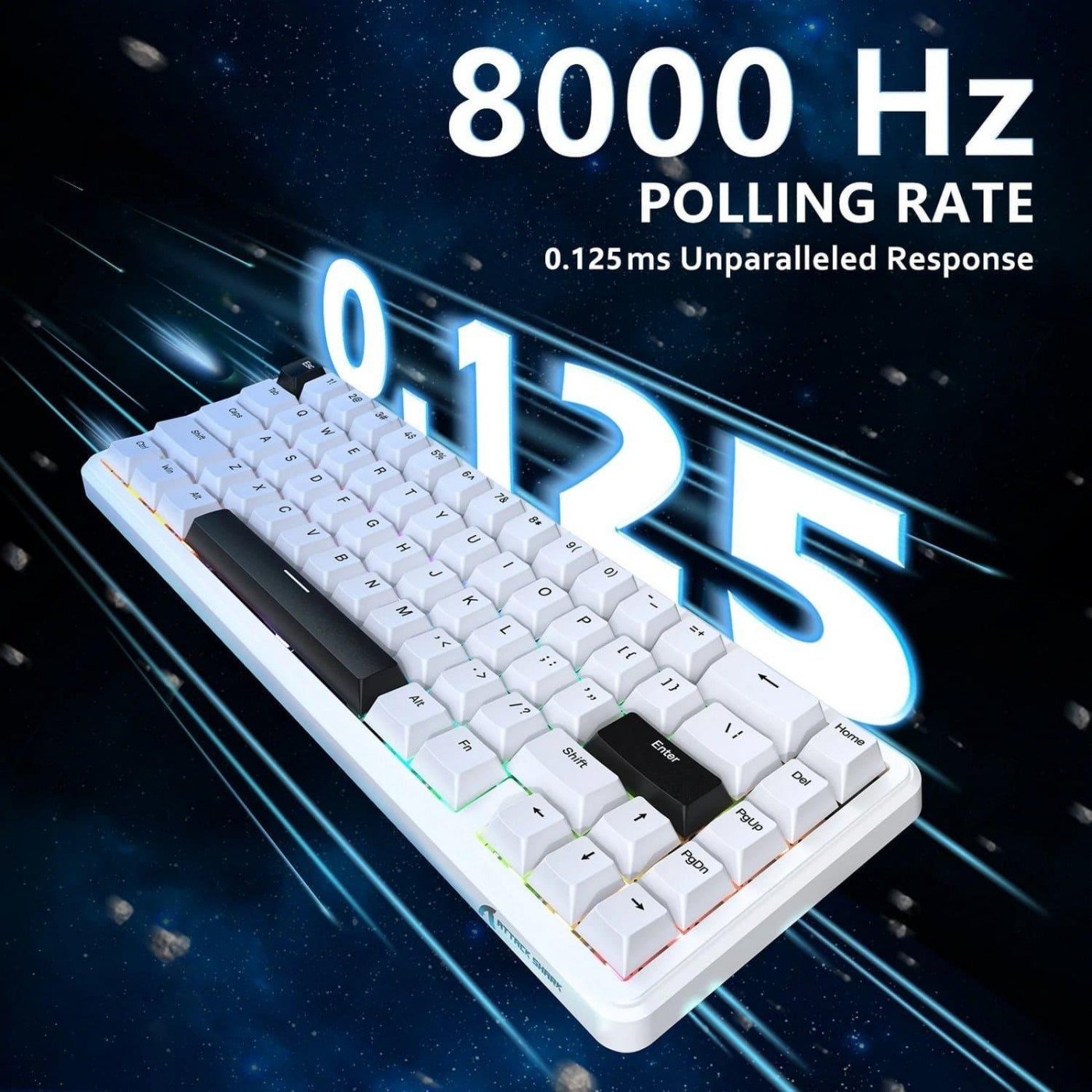 Клавиатура Attack Shark X65 RGB HE Magnetic Switch (AS-6972792470535-W-UA) White (G-000003597)