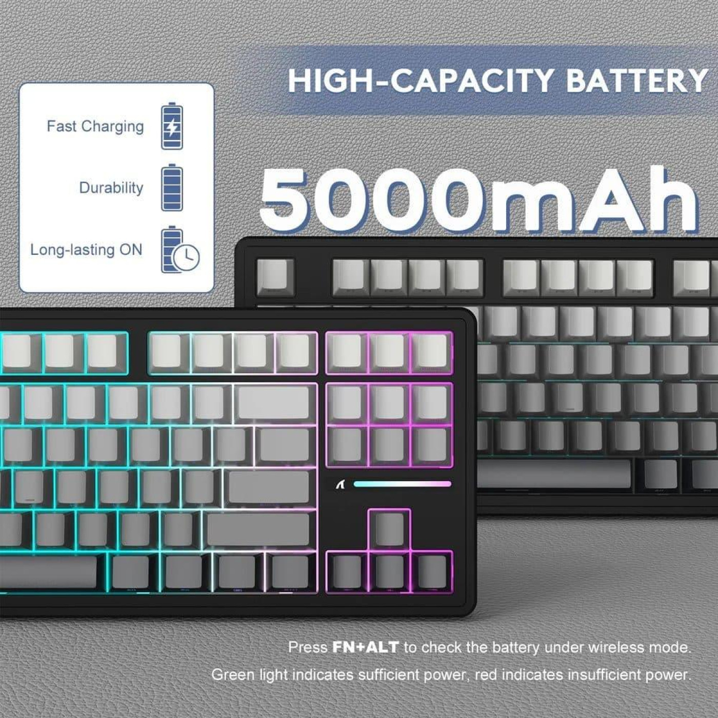 Клавиатура Attack Shark M87 Pro V2 RGB Linear White Jade Switch Wireless (AS-6972792470467-MN) Gradient Black (G-000003587)