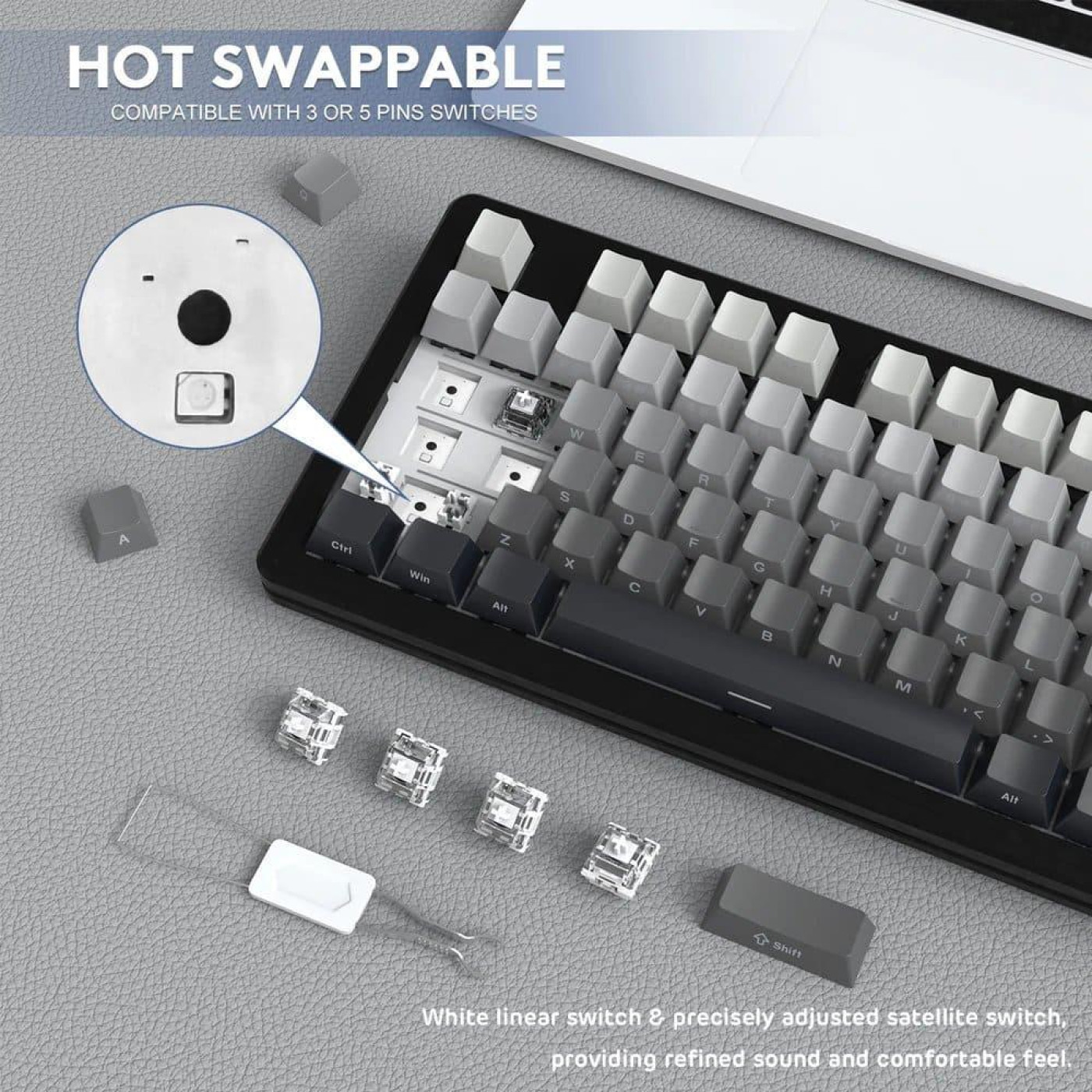 Клавиатура Attack Shark M87 Pro V2 RGB Linear White Jade Switch Wireless (AS-6972792470467-MN) Gradient Black (G-000003587)