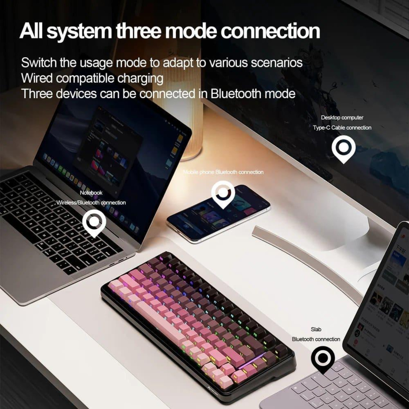 Клавиатура Attack Shark M86 RGB Linear Blueberry Switch Wireless (AS-6972792470474-SB-UA) Black (G-000003596)