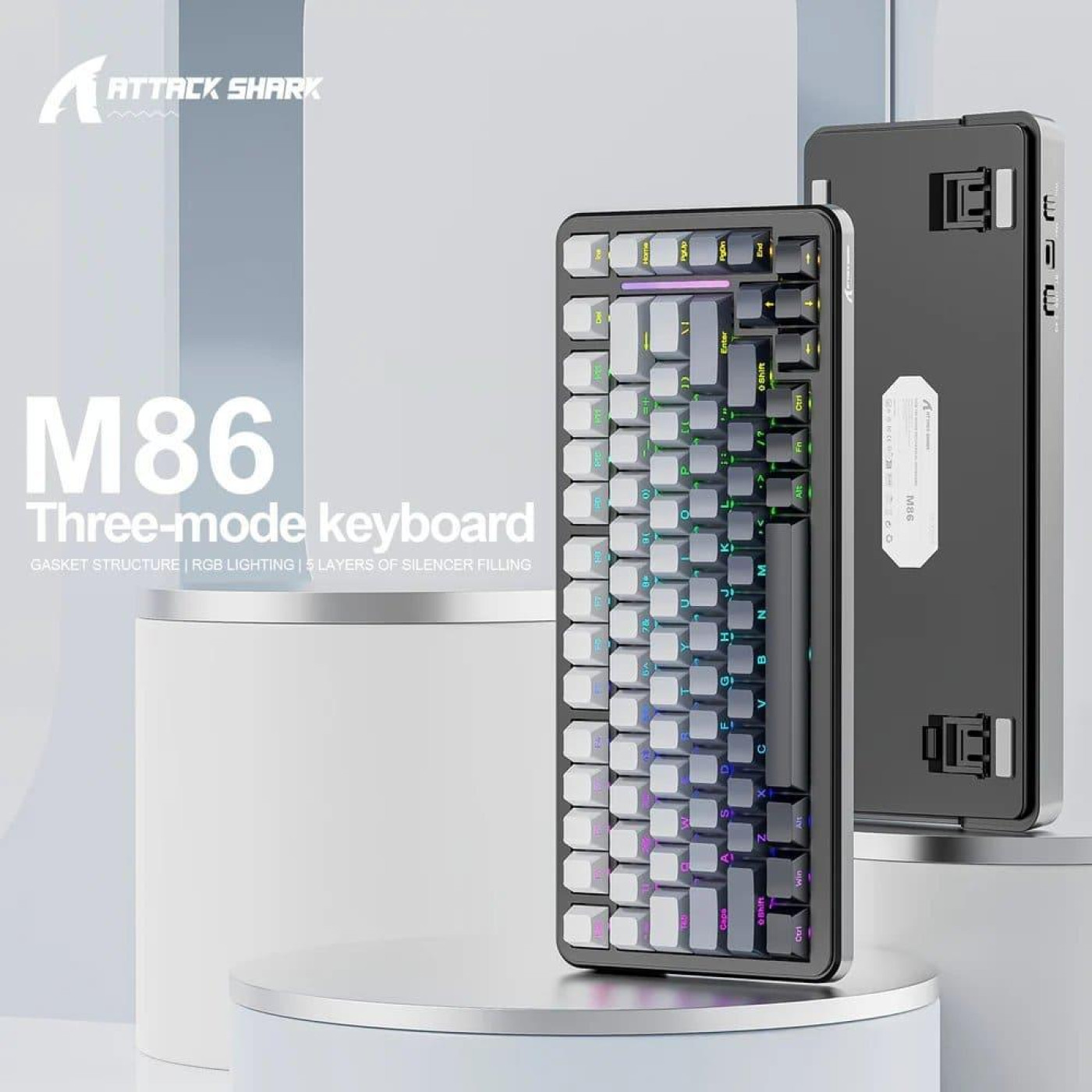 Клавиатура Attack Shark M86 RGB Linear Blueberry Switch Wireless (AS-6972792470474-SB-UA) Black (G-000003596)