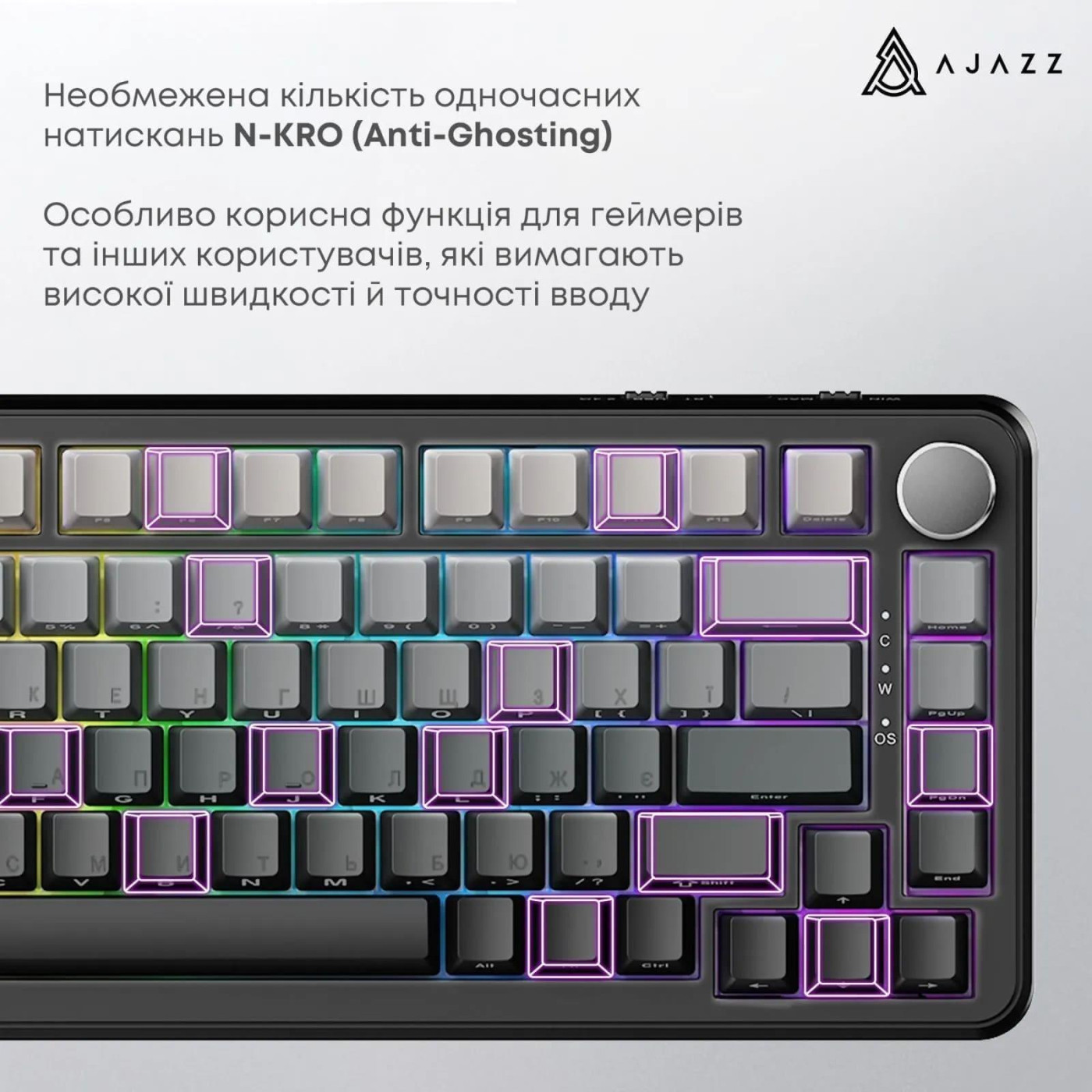 Клавіатура Ajazz AK820 MAX Magnetic Switch RGB USB Gradient Black (AK820MAX-M-S-GG)