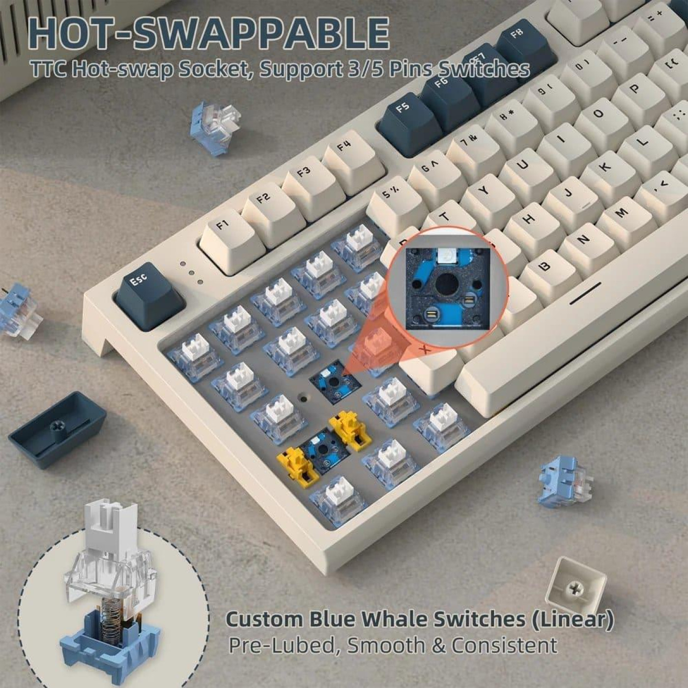 Клавиатура Attack Shark K86 RGB Linear Blue Whale Switches Wireless (AS-6972792471198-TM-UA) Timing Machine (G-000003580)