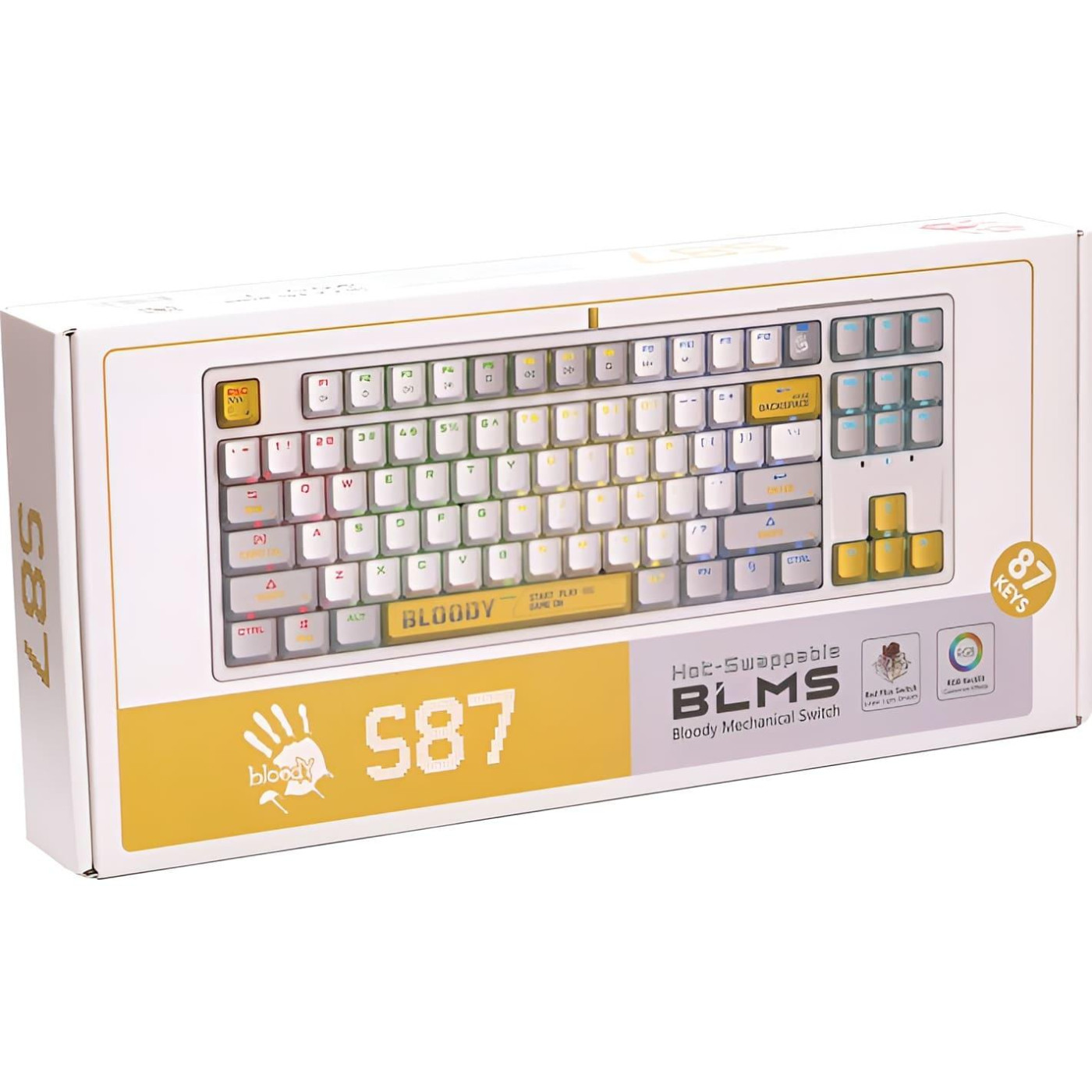 Клавиатура Bloody A4Tech S87 BLMS Red Plus Switch Energy White (S87 Energy White) (S87 (Energy White))