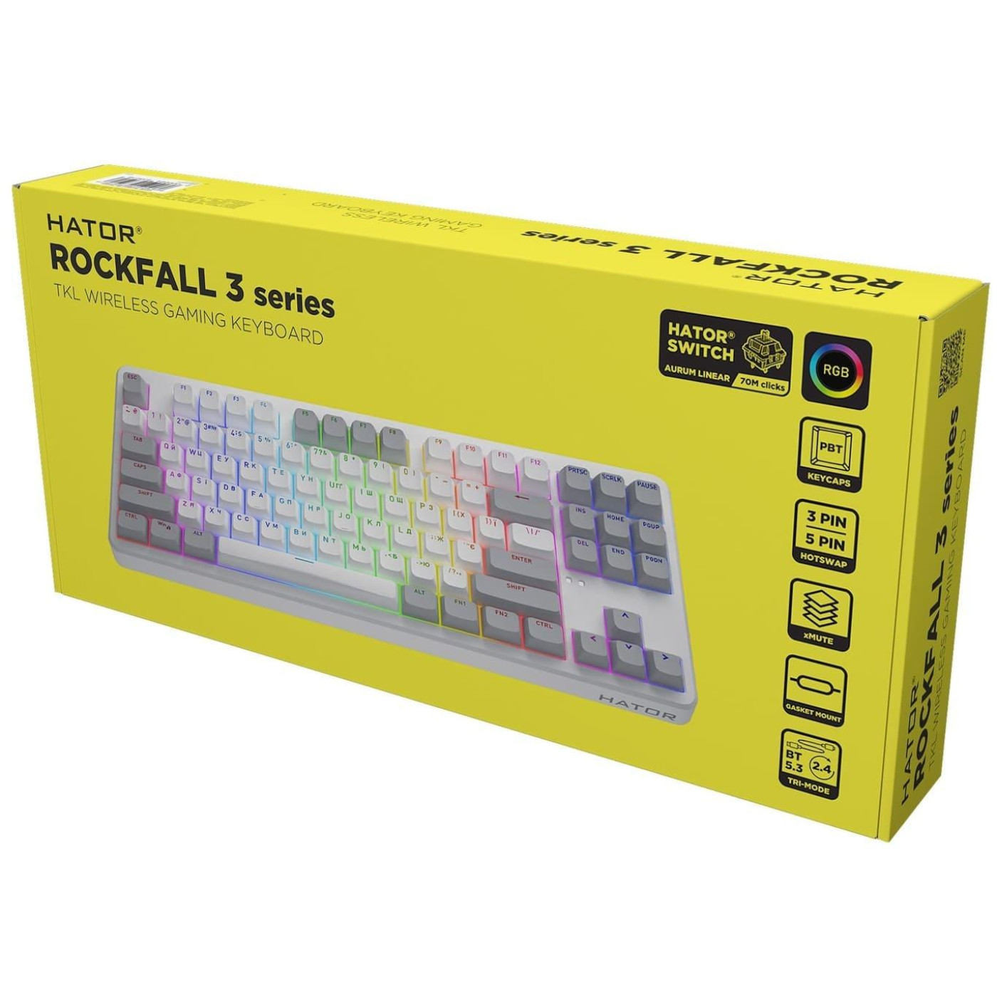 Клавиатура HATOR Rockfall 3 Mecha TKL Wireless Orange White (HTK851UA) U1