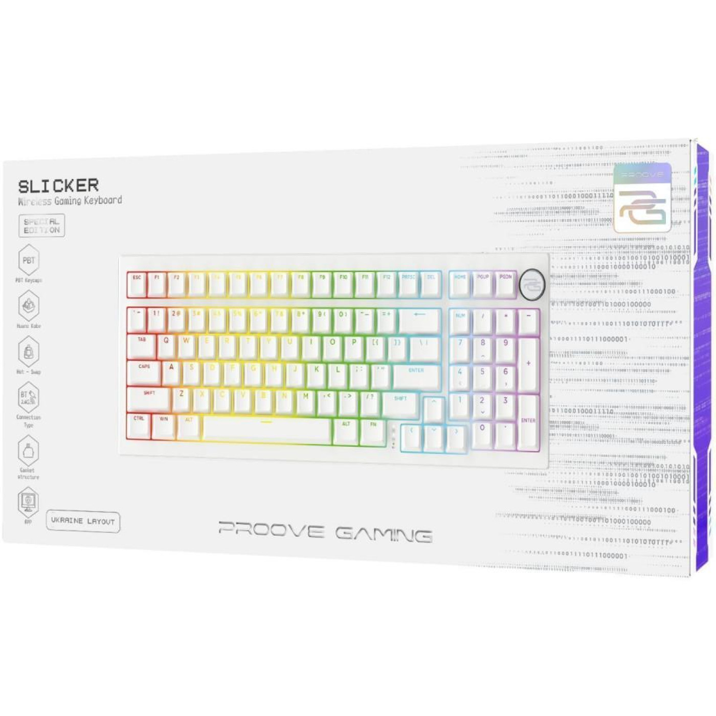 Клавиатура Proove Gaming Slicker Special Edition (Ukraine Layout) White (WKSLSE022402)
