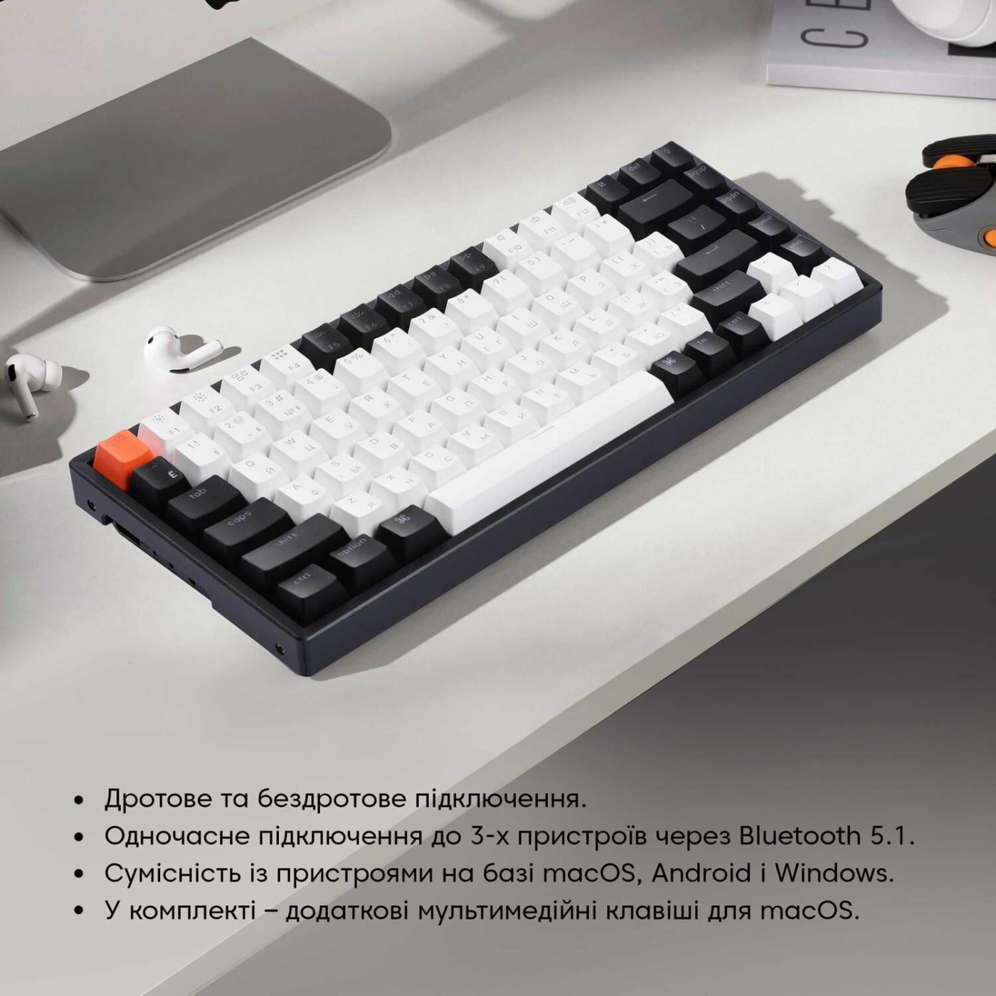 Клавіатура Keychron K2 84 Key Gateron G Pro Red Hot-Swap RGB WL (K2B1H) Black (K2B1H_KEYCHRON) Б/в