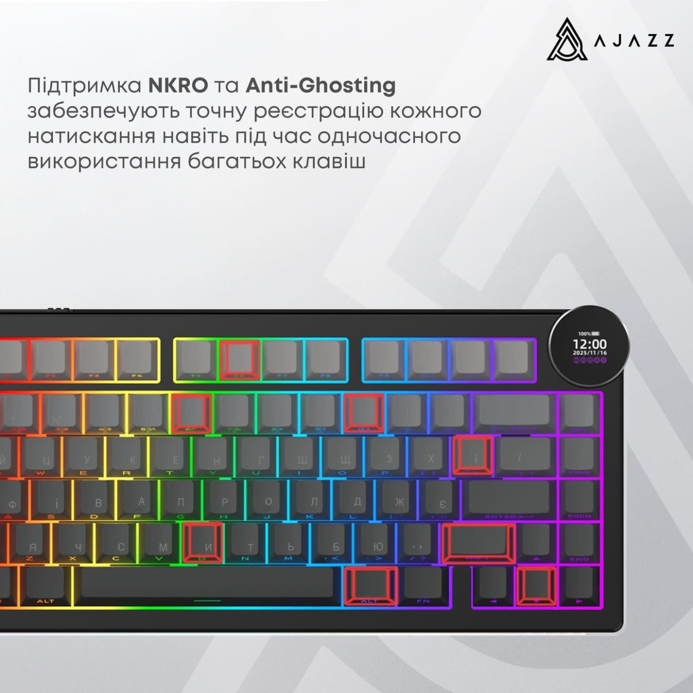 Клавіатура Ajazz AK820 V2 White Peach Switch (AK820-V2-WP-S-BG)