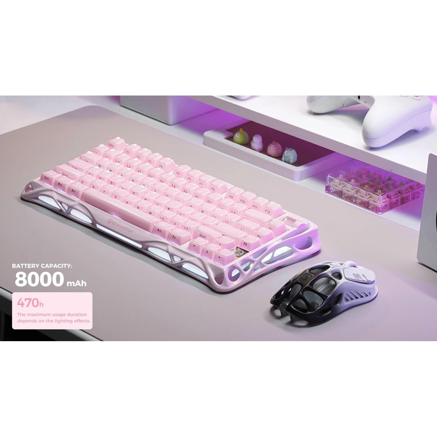 Клавиатура GravaStar Mercury K1 80keys Kailh Cheery Pink EN/UKR Sakura Pink (GS_K1_P_PNK)