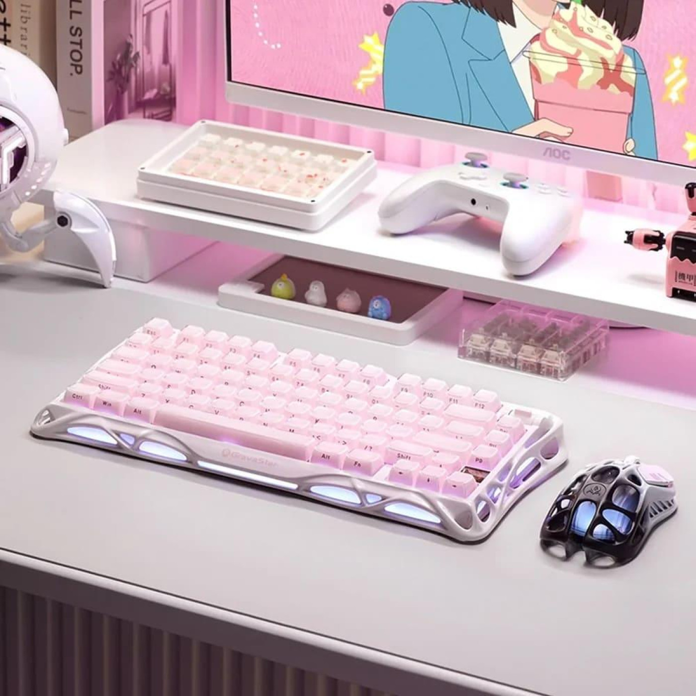 Клавиатура GravaStar Mercury K1 80keys Kailh Cheery Pink EN/UKR Sakura Pink (GS_K1_P_PNK)