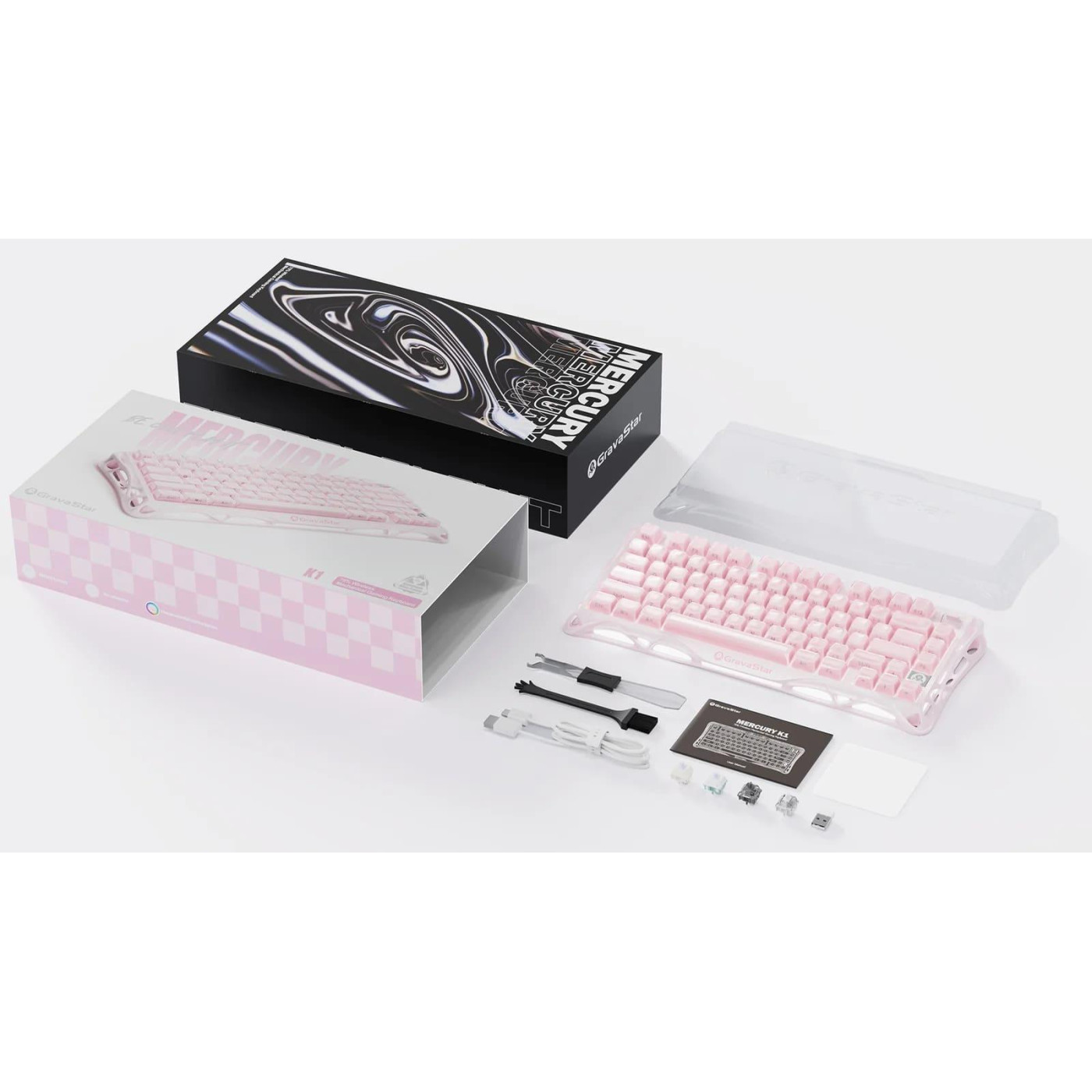 Клавиатура GravaStar Mercury K1 80keys Kailh Cheery Pink EN/UKR Sakura Pink (GS_K1_P_PNK)
