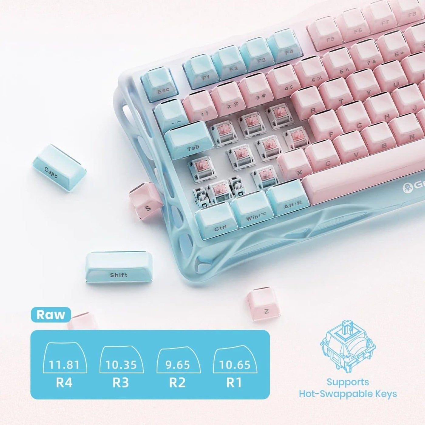 Клавиатура GravaStar Mercury K1 Lite 80keys BSUN Grey BT/WL/USB Lumen Rose (GSK1LITE_PM_PNK)