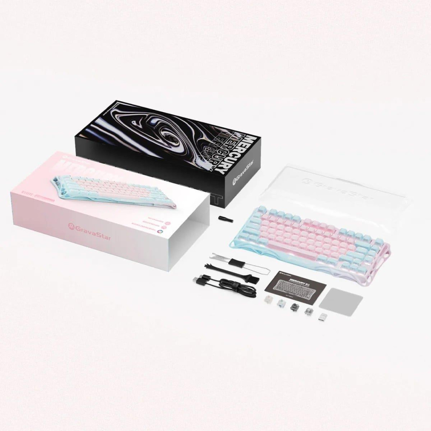 Клавиатура GravaStar Mercury K1 Lite 80keys BSUN Grey BT/WL/USB Lumen Rose (GSK1LITE_PM_PNK)
