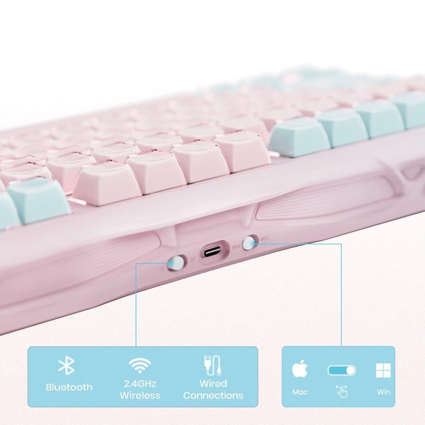 Клавиатура GravaStar Mercury K1 Lite 80keys BSUN Grey BT/WL/USB Lumen Rose (GSK1LITE_PM_PNK)