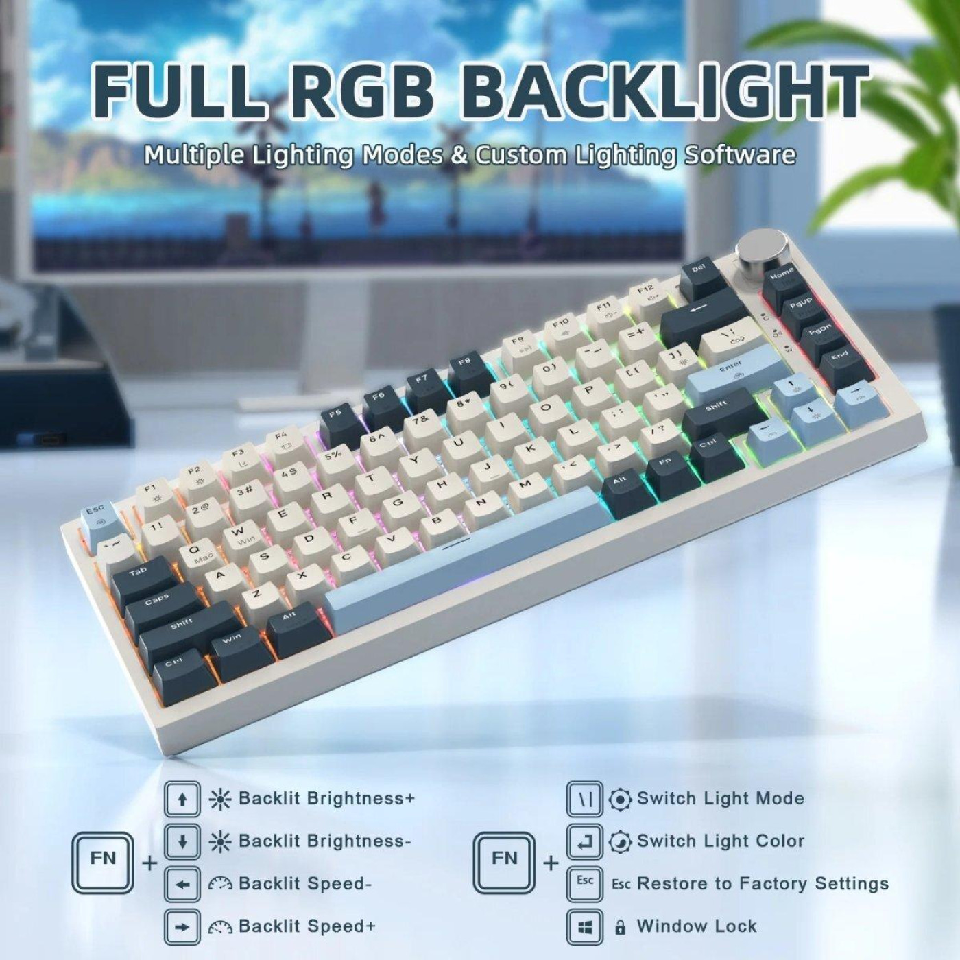Клавіатура Attack Shark K85 RGB Magnetic Linear Switches (AS-6972792471556-B-UA) Blueberry (G-000003989)