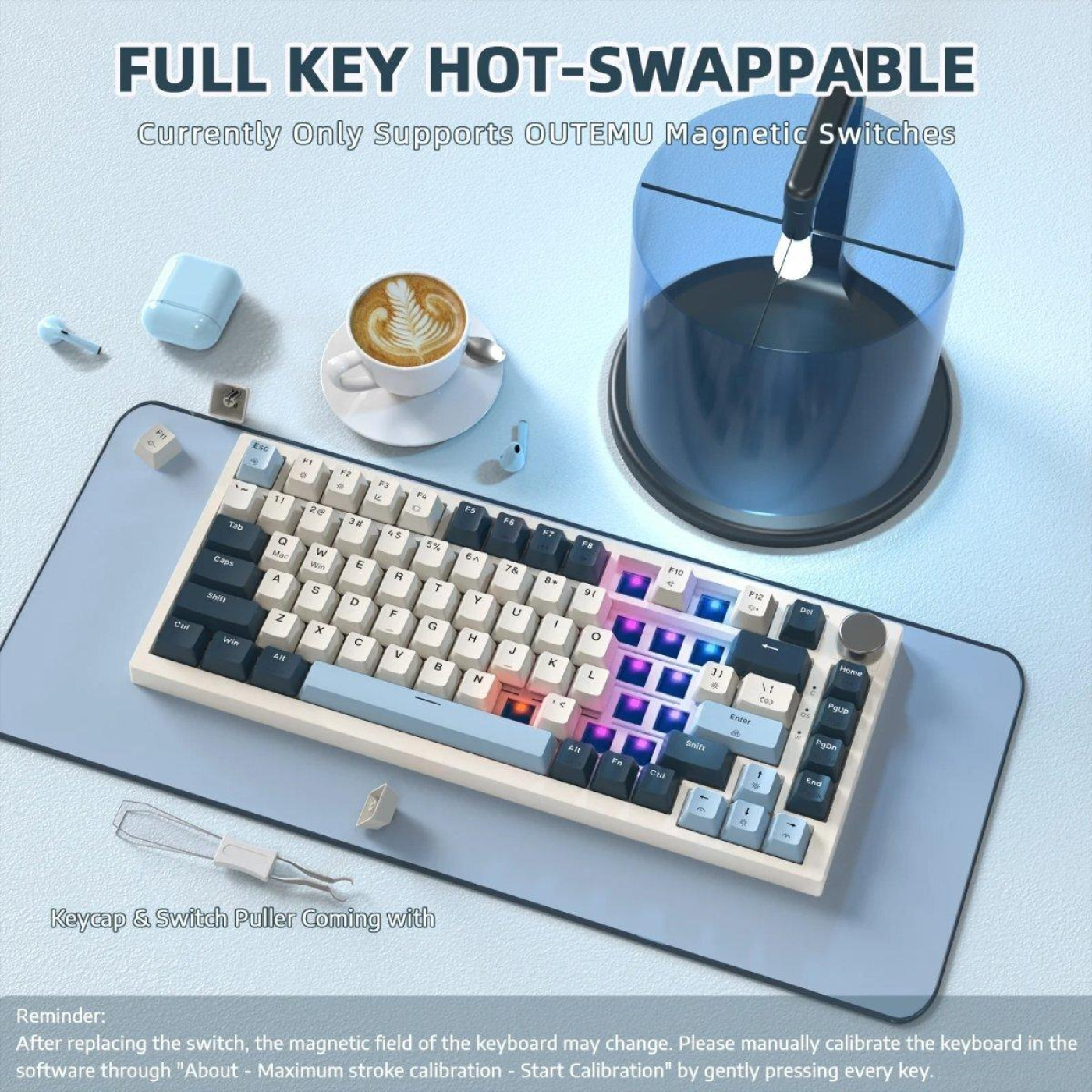 Клавіатура Attack Shark K85 RGB Magnetic Linear Switches (AS-6972792471556-B-UA) Blueberry (G-000003989)