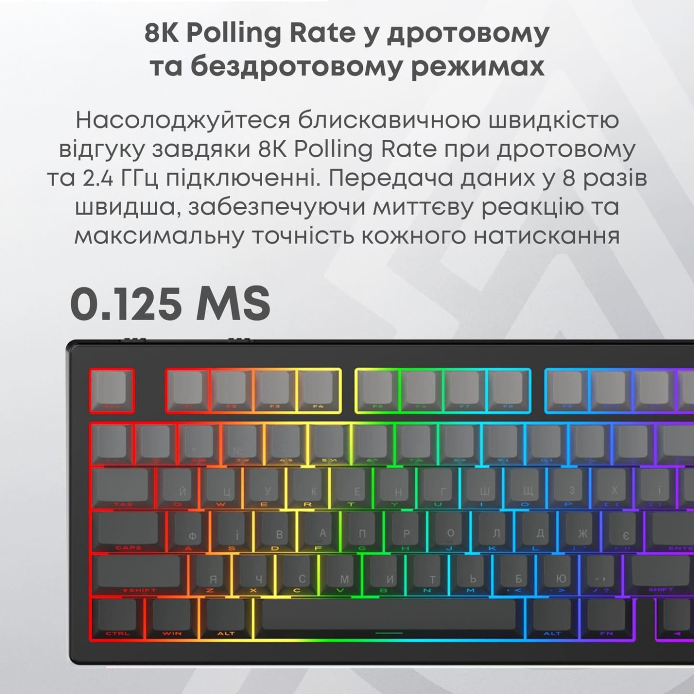 Клавіатура Ajazz AK820 V2 White Peach Switch (AK820-V2-WP-S-W)