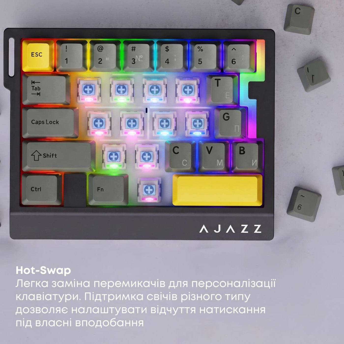 Клавіатура Ajazz AK029 Ice lsland Magnetic Switch (AK029-I-WB)