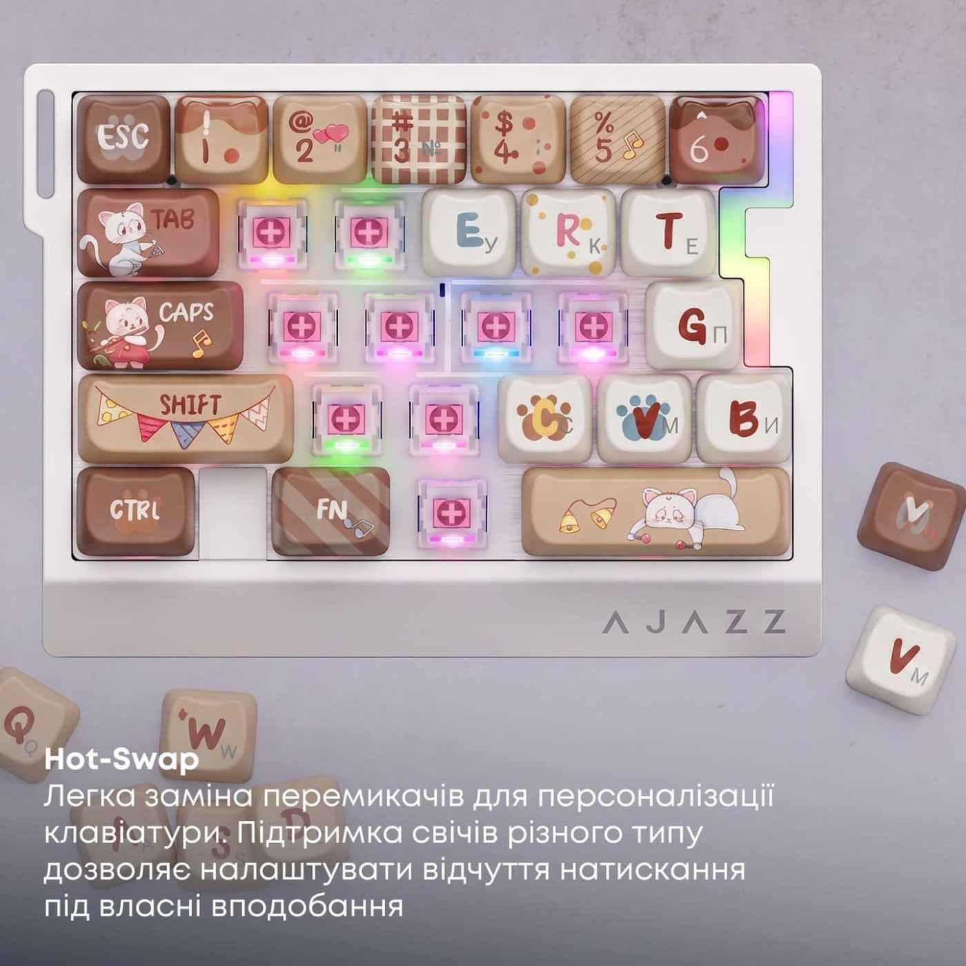 Клавіатура Ajazz AK029 Meow Magnetic Switch (AK029-M-Y)
