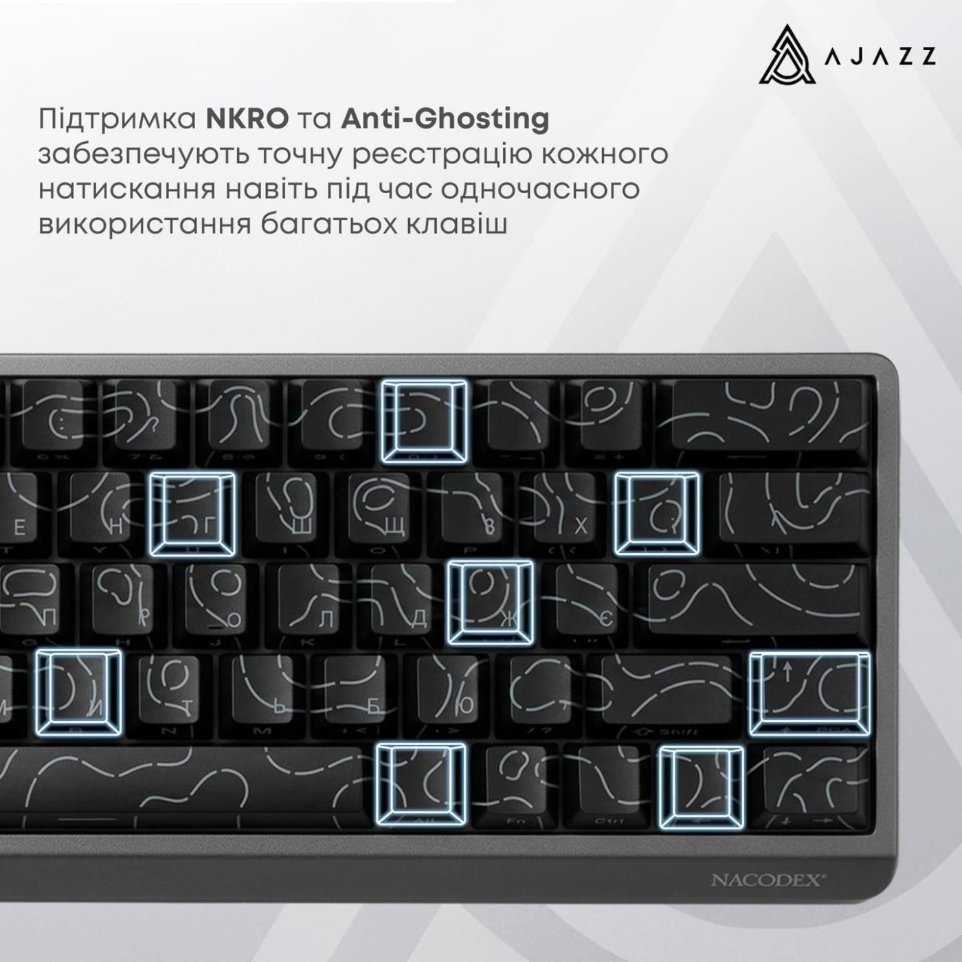 Клавіатура Ajazz NK68 V2 Red Switch (NK68-V2-R-S-W) U1