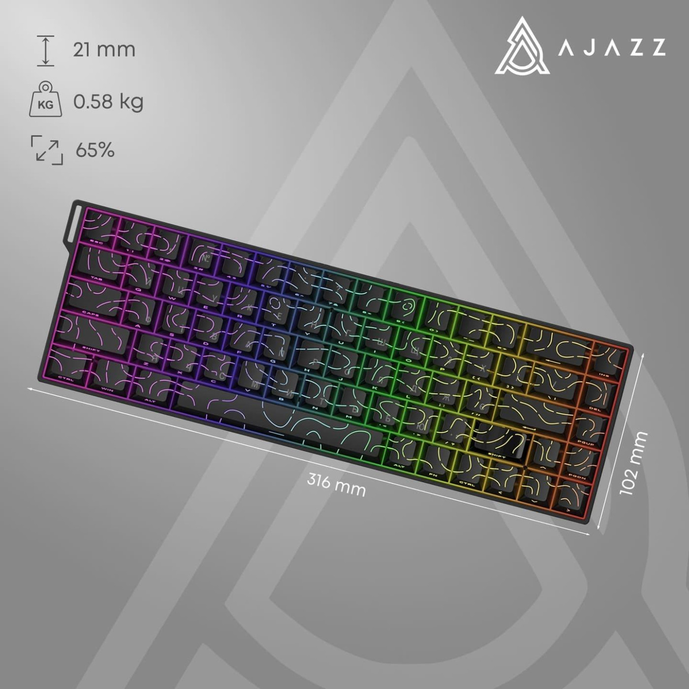 Клавіатура Ajazz AK680 V2 Ice Island Magnetic Switch (AK680-V2-I-BGY)