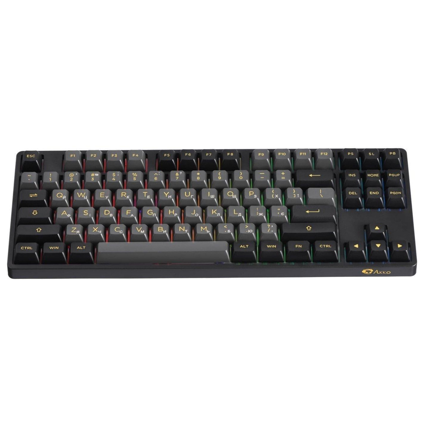 Клавіатура Akko 5087B Plus RGB CS Silver Switches Black/Gold (6925758620291) Б/в